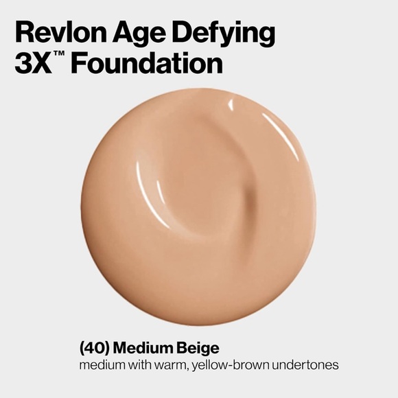 New Revlon Liquid Foundation, Age Defying 3XFace Makeup, Anti-Aging and Firming - Picture 2 of 16